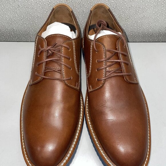 NEW JOHNSTON & MURPHY Upton Plain Toe Shoes Tan Leather Men’s Size 9 Full Grain